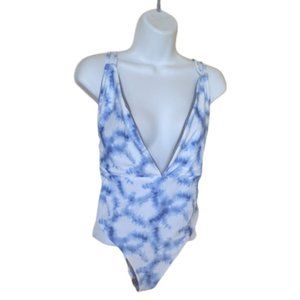 Blue White One Piece Bathing Suit Swim Suit Size Large New NWT